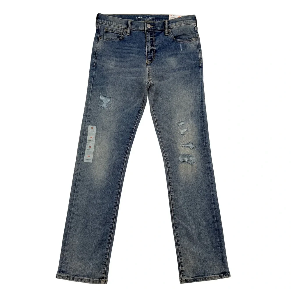 Old Navy Karate Slim Built-In Tough Distressed Jeans Adjustable Kids Size 18
